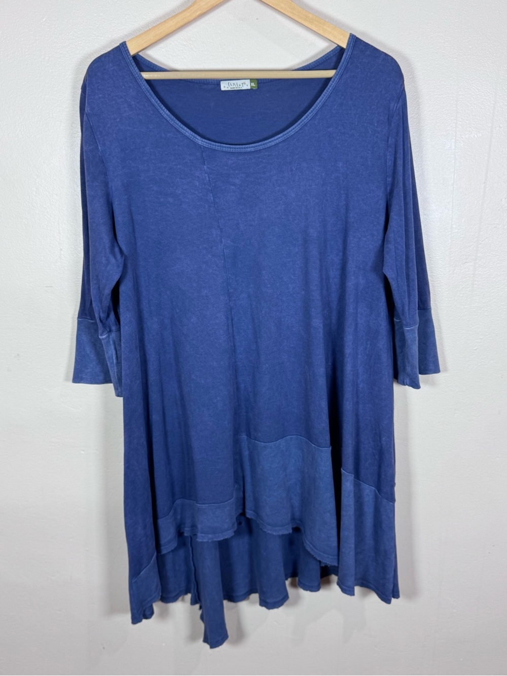 Chalet et Ceci Women's Indigo Tunic Top Asymmetrical Cotton Hemp XL Lagenlook